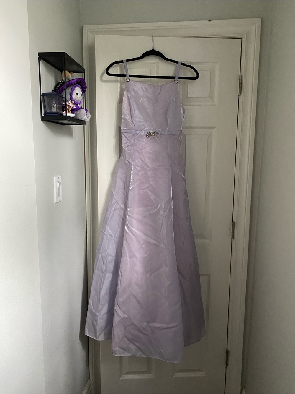 Light pinkish purple floor length dress